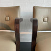 Leather Upholstered Art Deco Maple Bentwood Armchairs