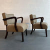 Leather Upholstered Art Deco Maple Bentwood Armchairs