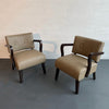 Leather Upholstered Art Deco Maple Bentwood Armchairs