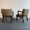 Leather Upholstered Art Deco Maple Bentwood Armchairs