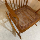 Mid-Century Modern Spindle Back Cane Seat Rocking Chair