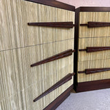 Pair Of Hollywood Regency Mahogany Textured Front Dressers