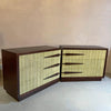 Pair Of Hollywood Regency Mahogany Textured Front Dressers