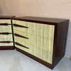 Pair Of Hollywood Regency Mahogany Textured Front Dressers