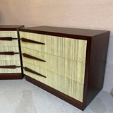 Pair Of Hollywood Regency Mahogany Textured Front Dressers