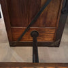 Antique Industrial Oak Wood Typesetter Desk With Swing-Out Seat