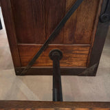 Antique Industrial Oak Wood Typesetter Desk With Swing-Out Seat