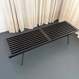 Mid-Century Modern Black Lacquered Slat Bench Coffee Table