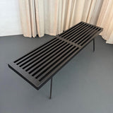 Mid-Century Modern Black Lacquered Slat Bench Coffee Table