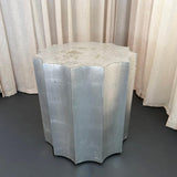Sirmos Silver Leaf Doric Drum Side Accent Table