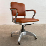 Mid-Century Modern Leather Rolling Office Armchair By Goodform