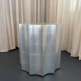 Sirmos Silver Leaf Doric Drum Side Accent Table