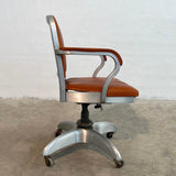 Mid-Century Modern Leather Rolling Office Armchair By Goodform