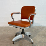 Mid-Century Modern Leather Rolling Office Armchair By Goodform