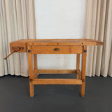 Industrial Maple Carpenter's Workbench Table With Vice