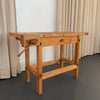 Industrial Maple Carpenter's Workbench Table With Vice