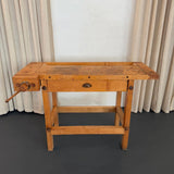 Industrial Maple Carpenter's Workbench Table With Vice