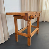 Industrial Maple Carpenter's Workbench Table With Vice