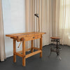 Industrial Maple Carpenter's Workbench Table With Vice