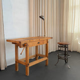 Industrial Maple Carpenter's Workbench Table With Vice
