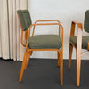 Set Of Three Upholstered Maple Bentwood Chairs By Thonet
