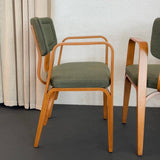 Set Of Three Upholstered Maple Bentwood Chairs By Thonet