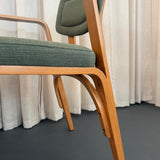 Set Of Three Upholstered Maple Bentwood Chairs By Thonet