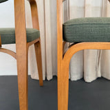 Set Of Three Upholstered Maple Bentwood Chairs By Thonet