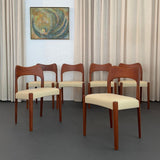 Set Of Six Danish Modern Teak And Leather Dining Chairs By Arne Hovmand-Olsen