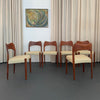 Set Of Six Danish Modern Teak And Leather Dining Chairs By Arne Hovmand-Olsen