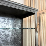 Large Antique Double Door Brushed Steel Apothecary Vitrine Cabinet
