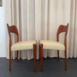 Set Of Six Danish Modern Teak And Leather Dining Chairs By Arne Hovmand-Olsen