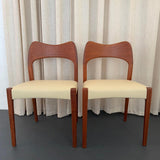 Set Of Six Danish Modern Teak And Leather Dining Chairs By Arne Hovmand-Olsen