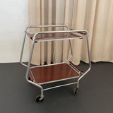 Art Deco Aluminum Bar Cart Trolley With Bakelite Tray Handles