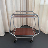 Art Deco Aluminum Bar Cart Trolley With Bakelite Tray Handles