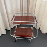 Art Deco Aluminum Bar Cart Trolley With Bakelite Tray Handles