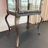Antique Industrial Brushed Steel Apothecary Vitrine Cabinet