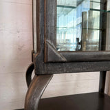 Antique Industrial Brushed Steel Apothecary Vitrine Cabinet