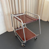 Art Deco Aluminum Bar Cart Trolley With Bakelite Tray Handles