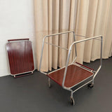 Art Deco Aluminum Bar Cart Trolley With Bakelite Tray Handles