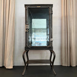 Antique Industrial Brushed Steel Apothecary Vitrine Cabinet