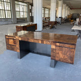 Modernist Patchwork Burl Executive Desk By Paul Evans Cityscape For Directional