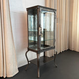 Antique Industrial Brushed Steel Apothecary Vitrine Cabinet
