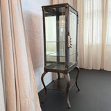 Antique Industrial Brushed Steel Apothecary Vitrine Cabinet