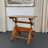 Mid-Century Industrial Adjustable Maple Drafting Table