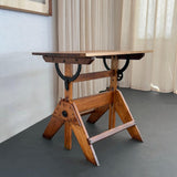 Mid-Century Industrial Adjustable Maple Drafting Table