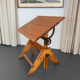 Mid-Century Industrial Adjustable Maple Drafting Table