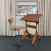 Mid-Century Industrial Adjustable Maple Drafting Table