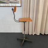 Industrial Maple And Steel Adjustable Factory Chair Stool By Adjustrite
