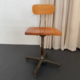 Industrial Maple And Steel Adjustable Factory Chair Stool By Adjustrite
